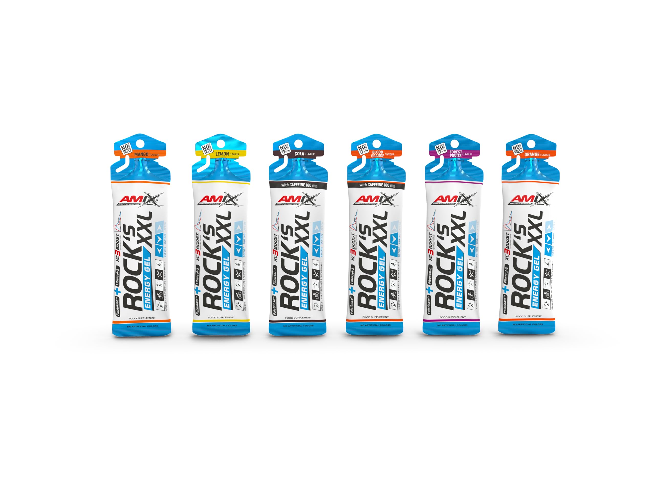 Amix™ Rock‘s Energy Gel XXL – Gel Energético con Carbohidratos, Minerales y Vitamina C – Sin Cafeina - Fuente Rápida de Energía para Deportista - Sabor Frutas del bosque – 24 x 65 g