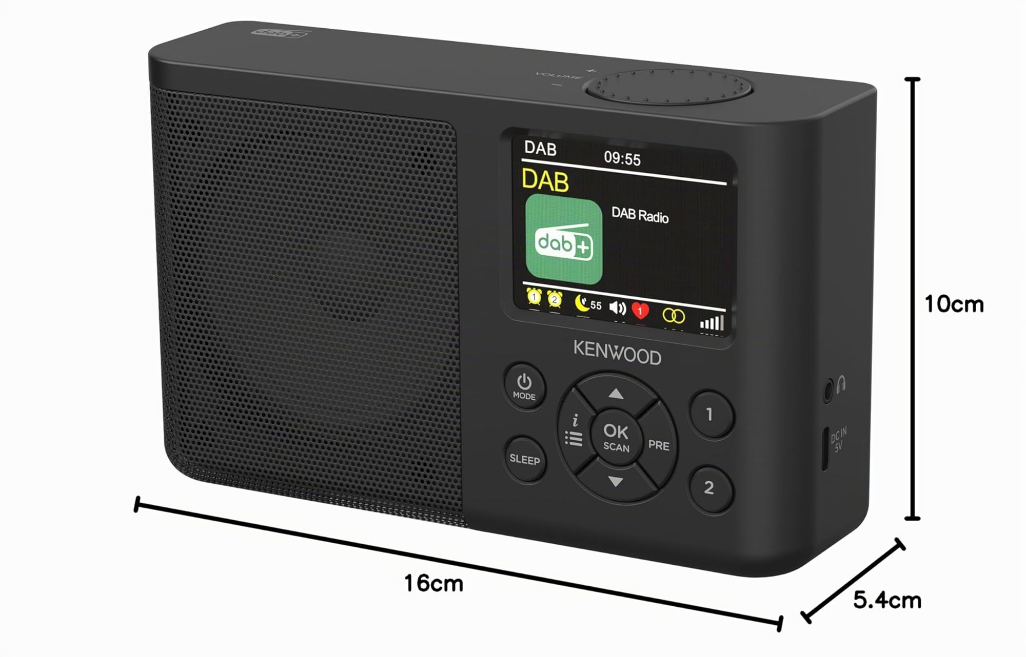 Kenwood CR-M33DAB-B Radio Portable Dab+ avec Bluetooth, Batterie Li-ION intégrée et écran Couleur de 6,1 cm, Port de Charge USB-C, Sortie Casque (stéréo), Noire