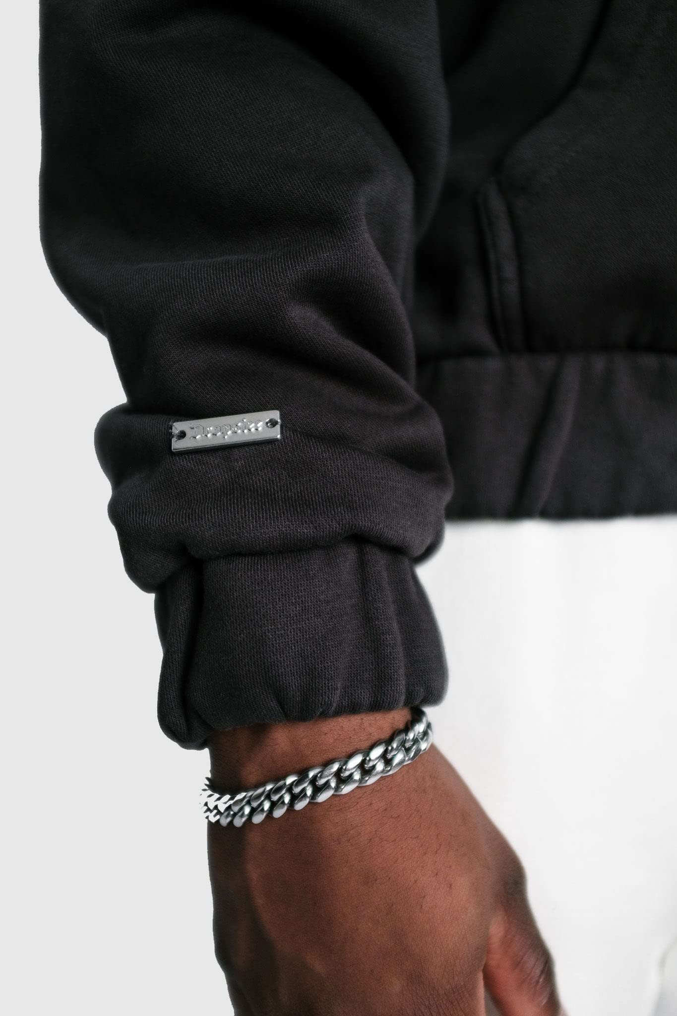Dropsize Super Heavy Oversize Blank Zip Hoodie Washed Black, Urban Streetwear Oversize Zipper, 360 GSM Baumwolle, mit Kapuze, Herren Sweatjacke XL