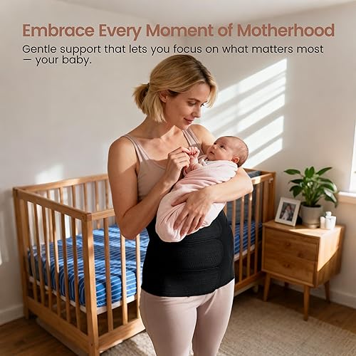 Miniatura 6 de Trendyline Banda para el vientre posparto para recuperación de cesárea, faja abdominal poscirugía con bolsillo frío caliente para aliviar el dolor y