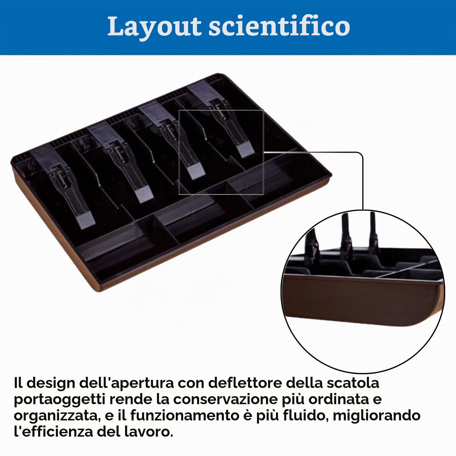 Jadeshay Vassoio di Cassa, Cassetto di Cassa a 7 Griglie Cassetto Cassetto Porta Contanti con 4 Banconote e 3 Monete Rimovibile Cassettiera del Registratore di Cassa 32 * 24,5 * 3,5cm