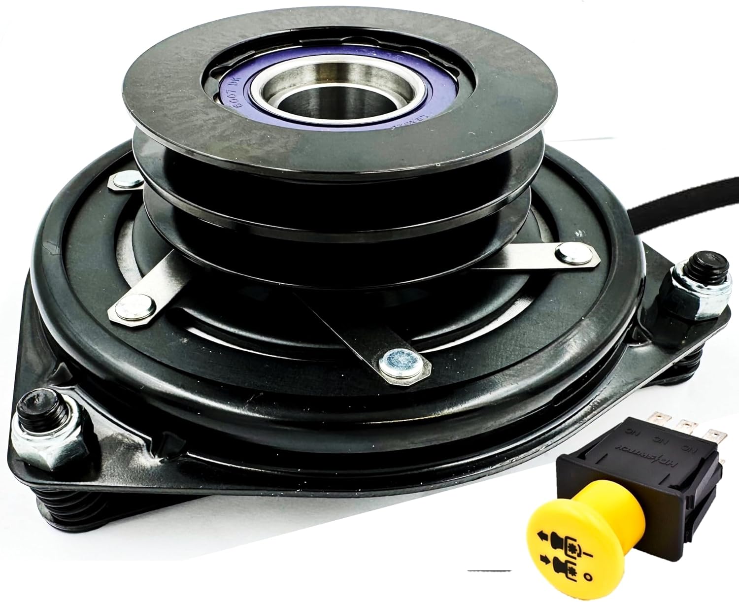 High Torque 175ftlbs (OEM 150) Solid Steel Billet Pulley Electric PTO Clutch 1686881SM & 20A PTO Switch for Simplicity Legacy AGCO Murray Lawn Garden Tractor