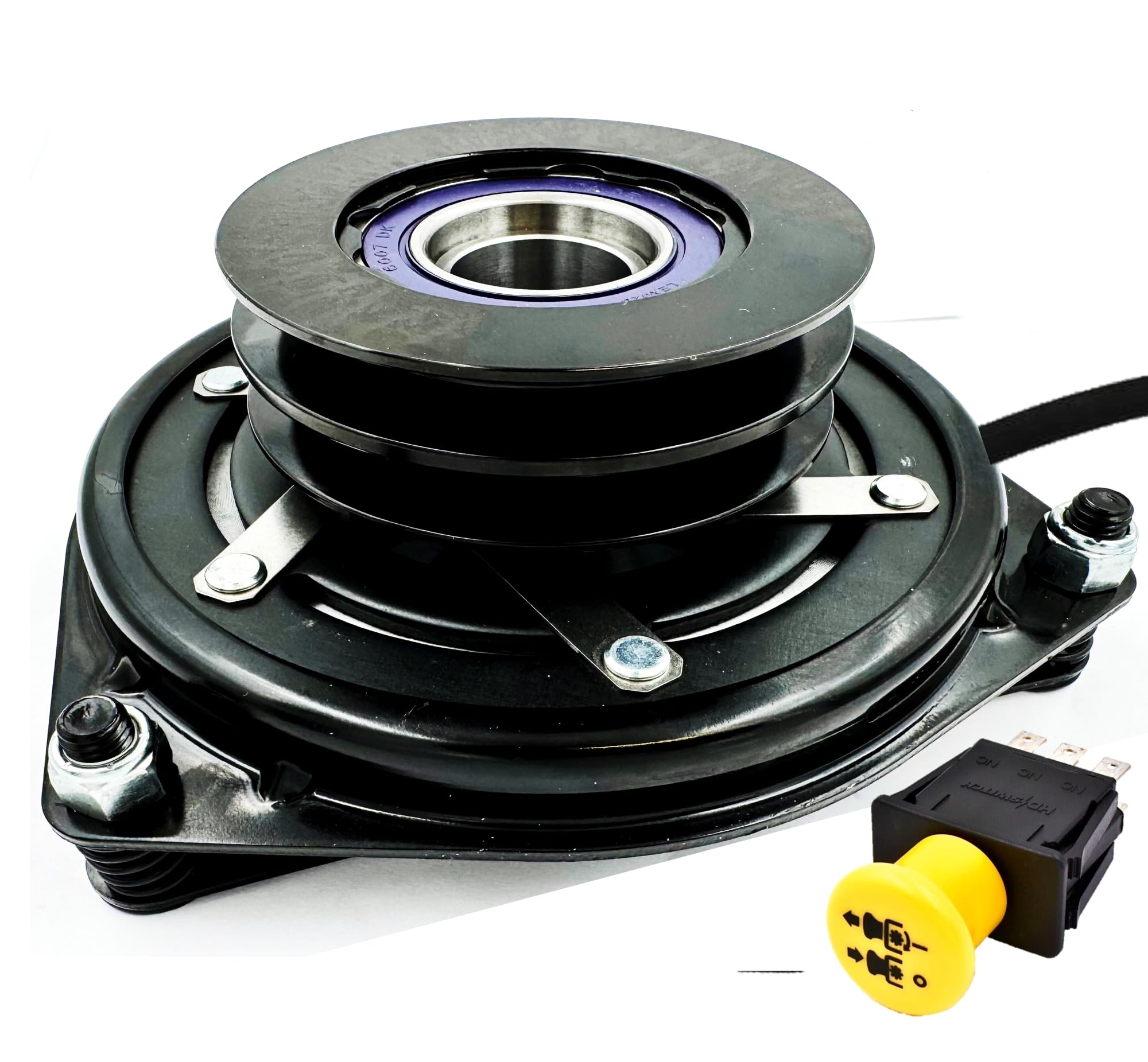 High Torque 175ftlbs (OEM 150) Solid Steel Billet Pulley Electric PTO Clutch 1686881SM & 20A PTO Switch for Simplicity Legacy AGCO Murray Lawn Garden Tractor