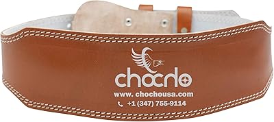 ChoCho Track Genuine Leather Adjustable Weightlifting Belt 4 Gym Fitness Bodybuilding Powerlifting Deadlifting Thrusters Back Support Heavy Workout (Medium, Brown)