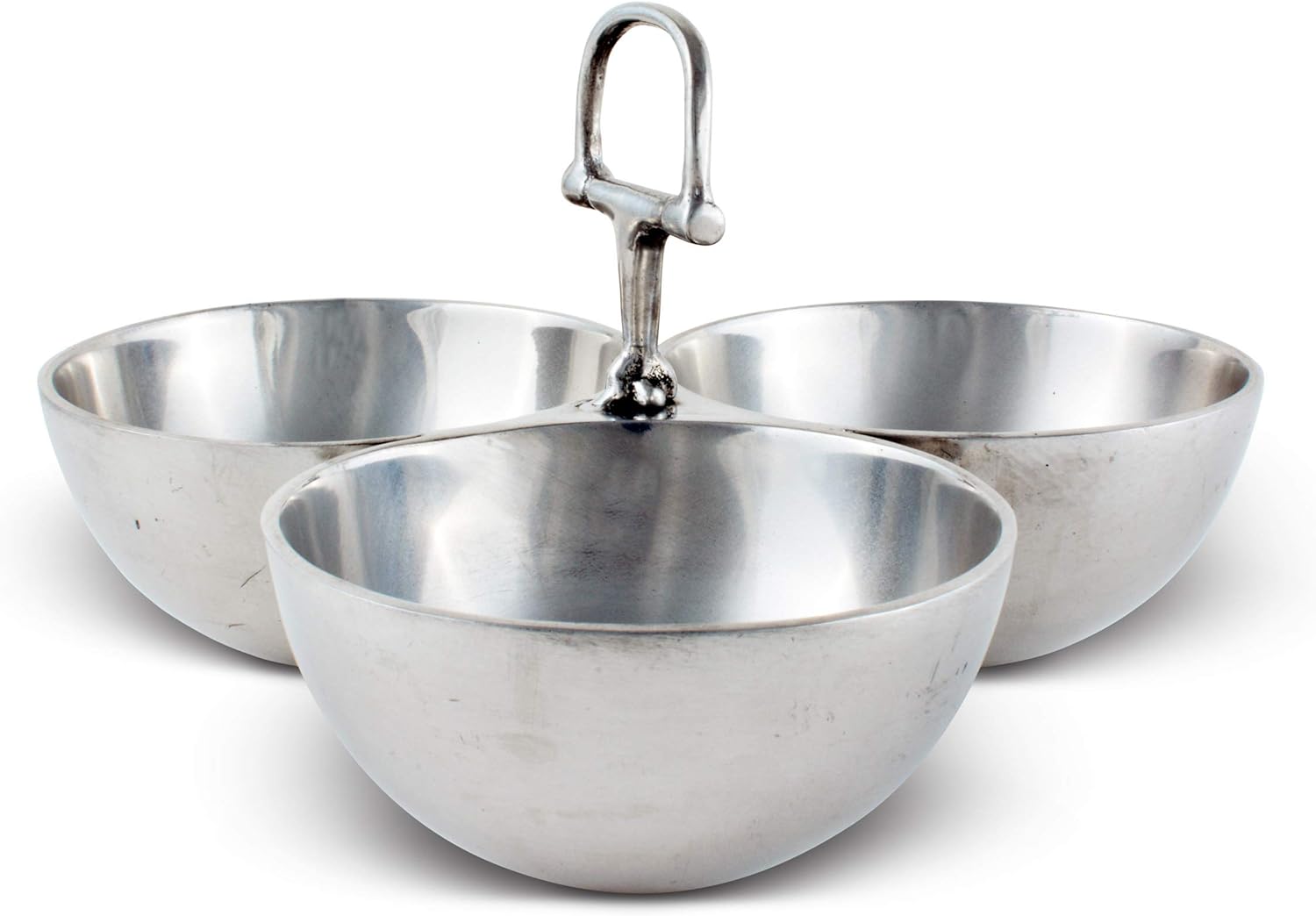 Arthur Court Equestrian Horse 3 Bowl Nut Snacks Candy Dish Bowl Ensemble - Cast Aluminum Hand Polished 5.5 inch Tall x 9 inch Wide