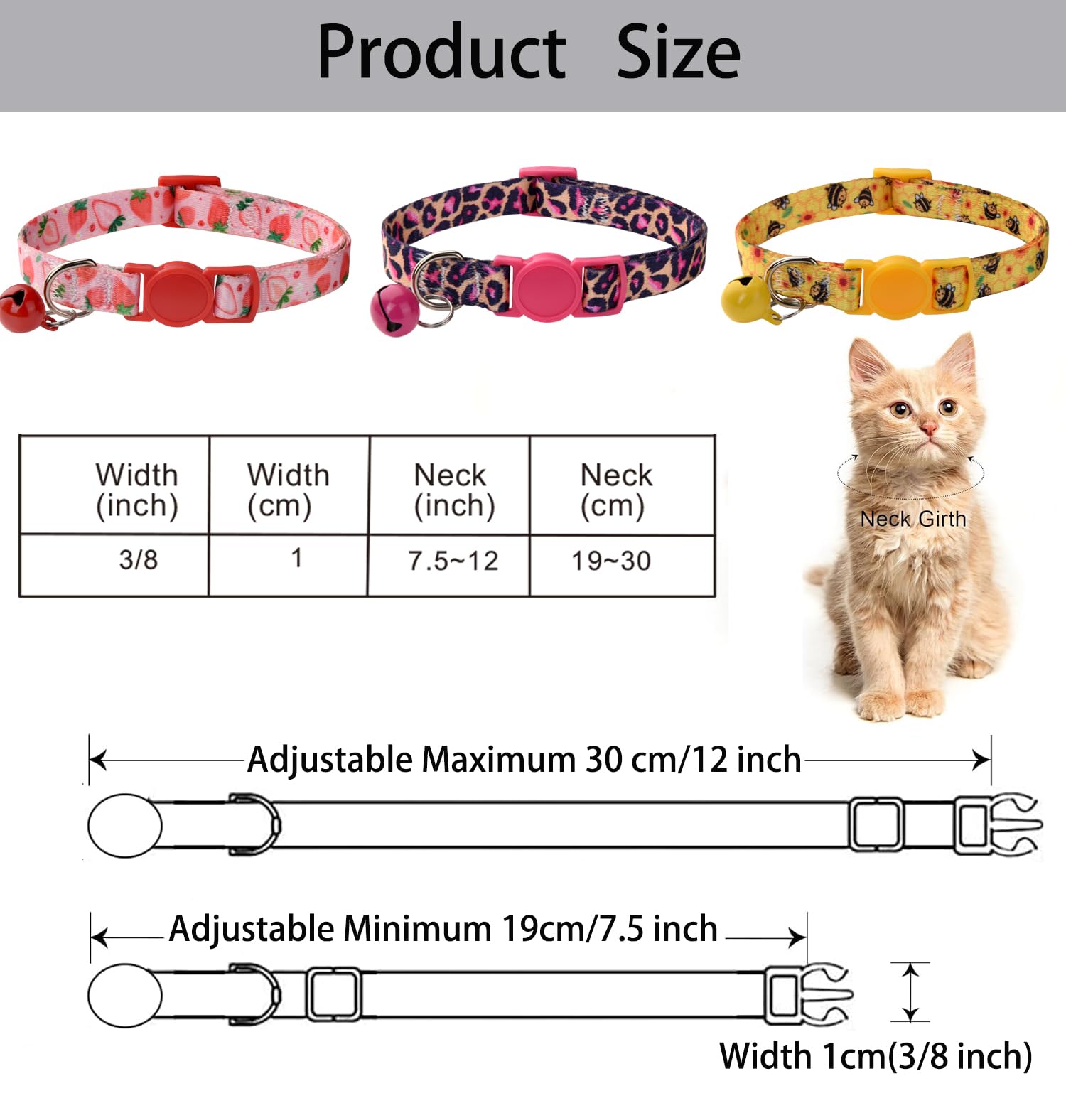 MarukoPet Cat Collar Breakaway with Bells, 3 Pack Girl Boy Pet Cat Collar with Bohemia Floral Tribal Geometric Patterns - Image 2