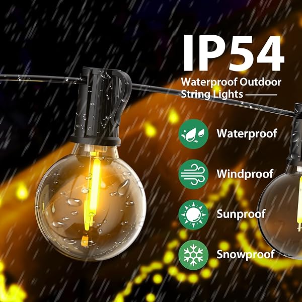 FIFlying Catena Luminosa Esterno 8.8M/29FT, G40 Luci da Esterno Giardino con 12+1 LED, 2700K Bianco Caldo Impermeabile Catena Luci Esterno, Adatta per Festival, Matrimoni, Feste, Giardini, Terrazze - 4