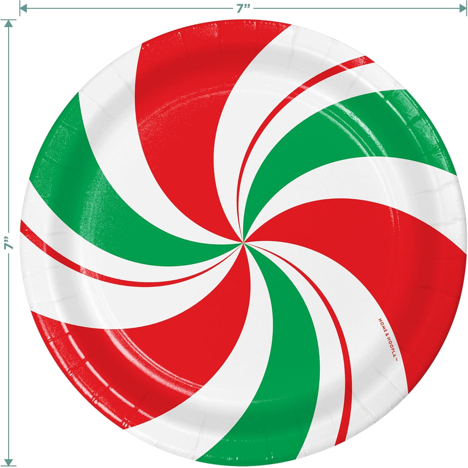 Peppermint Swirl Red & Green Christmas Candy Holiday Tableware - Variety Pack of Paper Dinner Plates, Dessert Plates, and Lunch Napkins (32 Plates & Napkins)