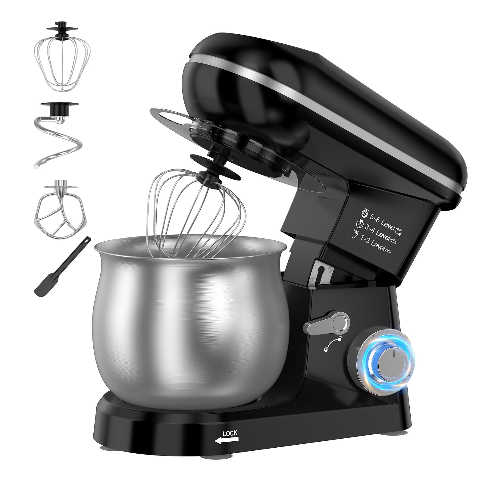Electric Stand Mixer with 5.3 Quart，Cake Mixer with Stainless Steel Bowl and Stand, Kitchen Mixer Tilt-Head Design – Includes Dough Hook, Whisk & Beater-Great for Baking Bread, Cakes, Cookies-image-10