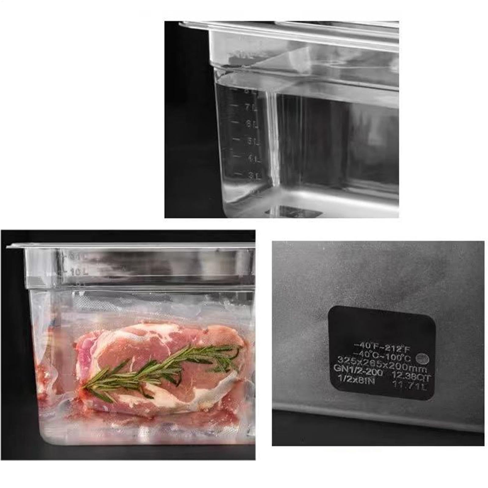 Cuve Sous Vide Réservoir d'Eau Sous Vide avec Couvercle | Boîte de Immersion Transparente Étanche pour Food Truck Camping-Car Restaurant