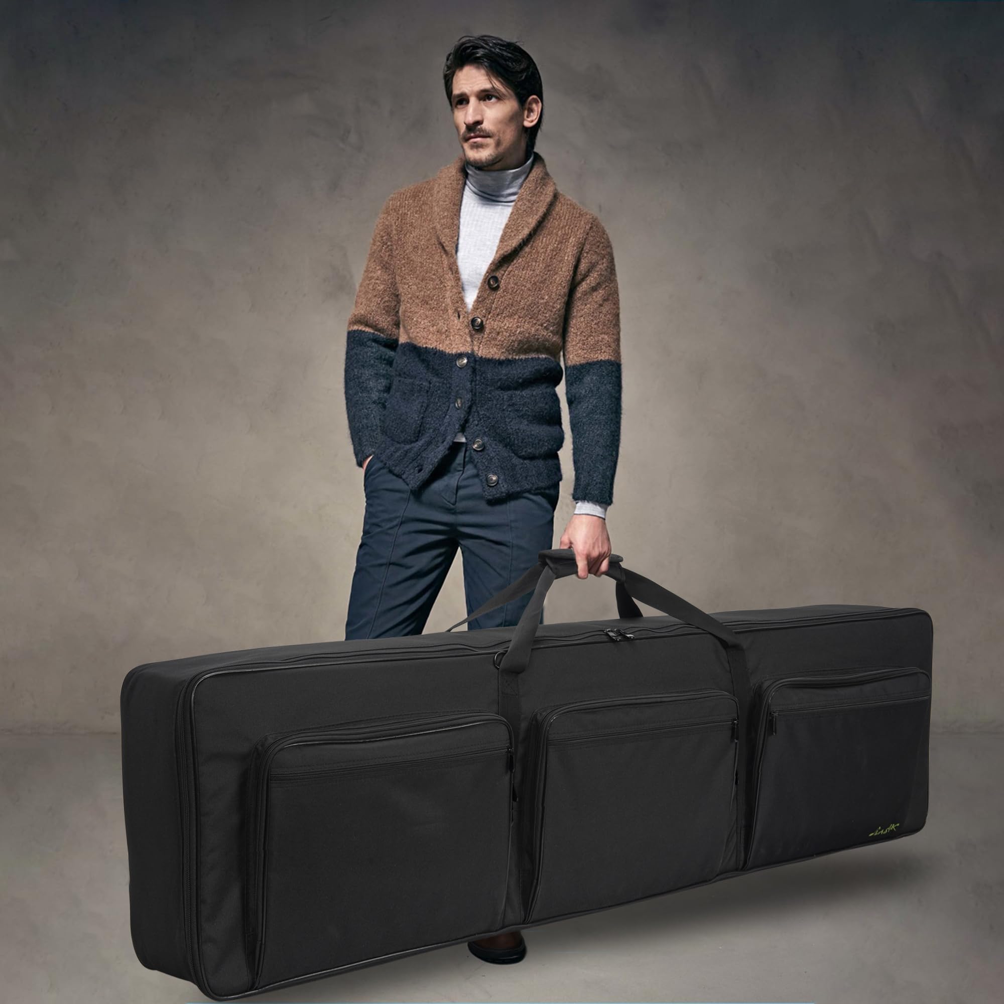 OUUTMEE Sac pour Clavier, Housse Transport Clavier avec bandoulière et 6 Poches pour Accessoires, Sac de Transport pour Clavier de Piano électrique (88 touches-147 x 46 x 18CM)