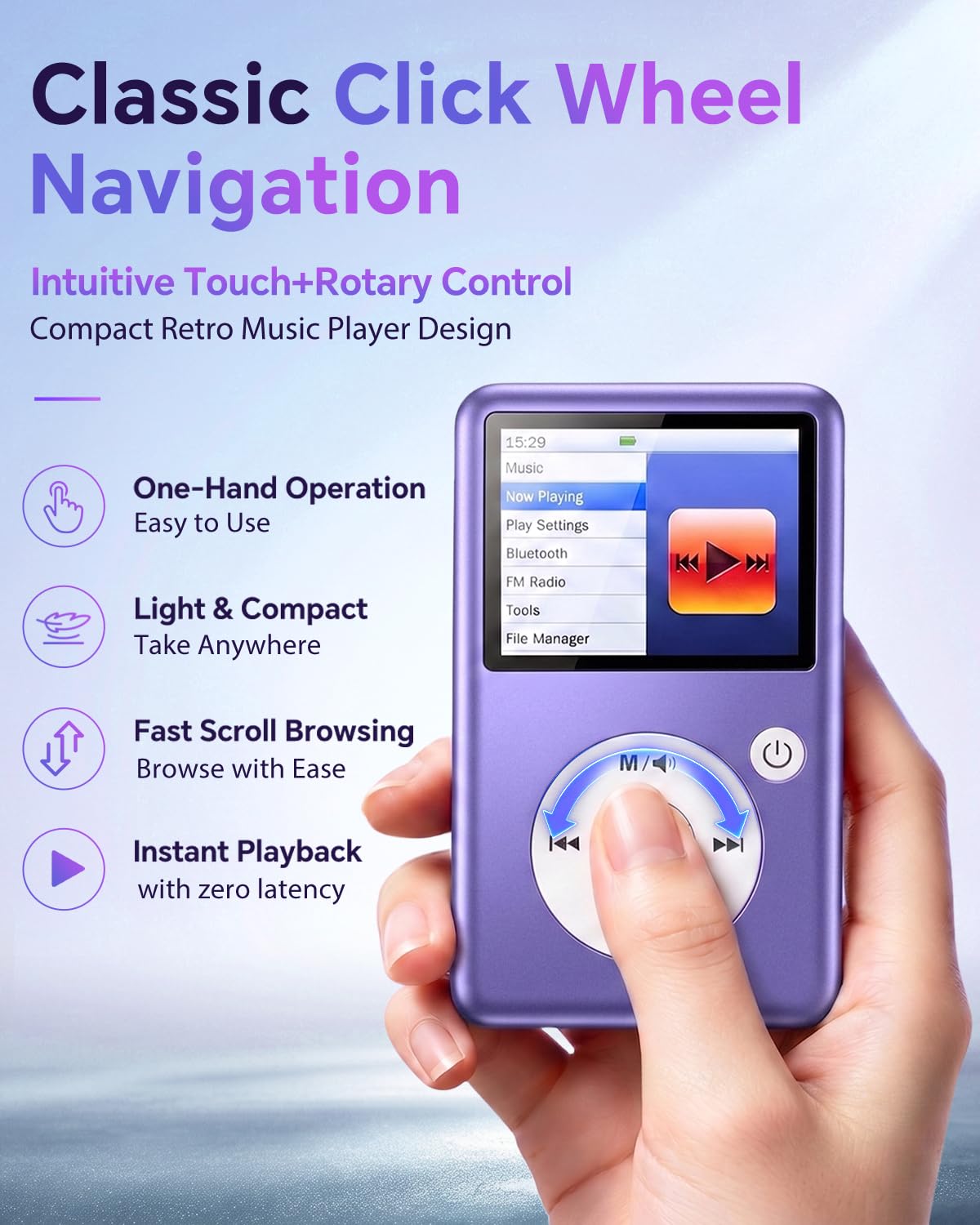 Lecteur MP3 Bluetooth 5.3 avec E-Book, FM et Commande Tactile, Vidéo