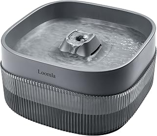 Loomla, 135oz/4L Dog Water Bowl Dispenser and Cat Water Fountain, Automatic Pet Water Fountain for Small to Medium Dogs, Cats & Other Pets (Grey)