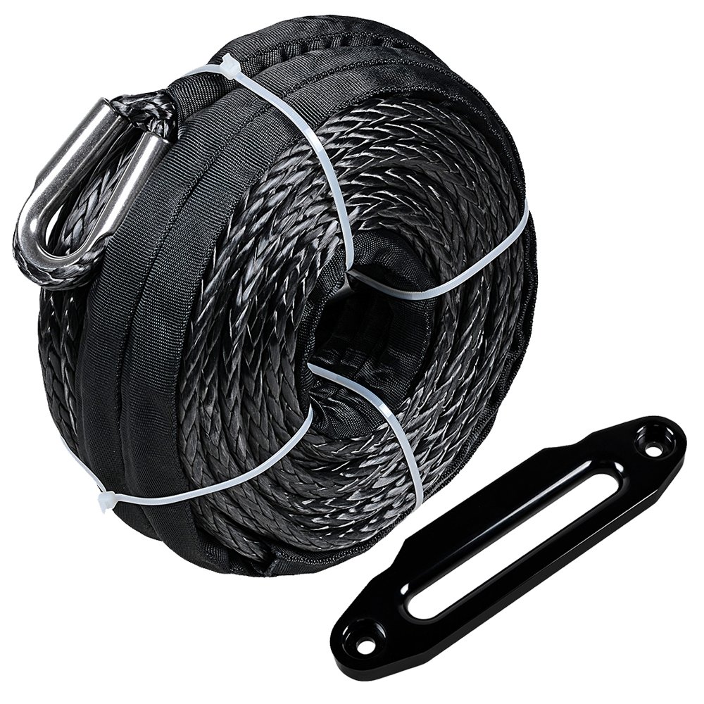 Anzio Grey Synthetic Winch Rope Line Cable Kit 95'x3/8
