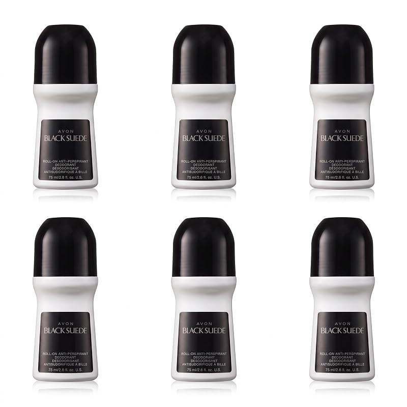 Desodorante antitranspirante roll-on AVON Black Suede, 75 mL, pacote com 6