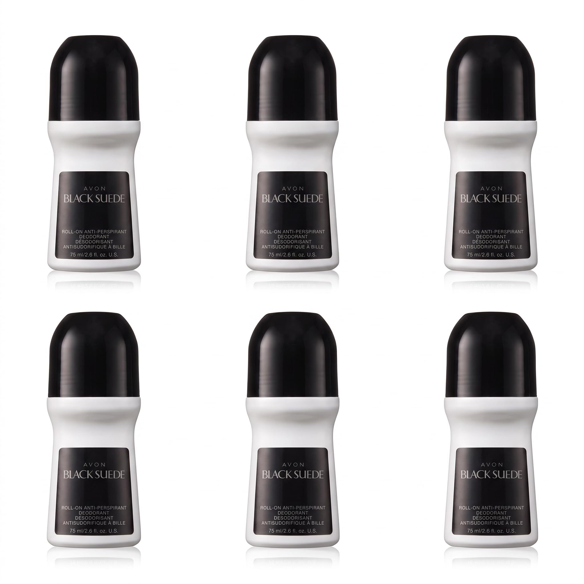 AVON Black Suede Roll-On Antiperspirant Deodorant - 2.6 oz - 6 pack