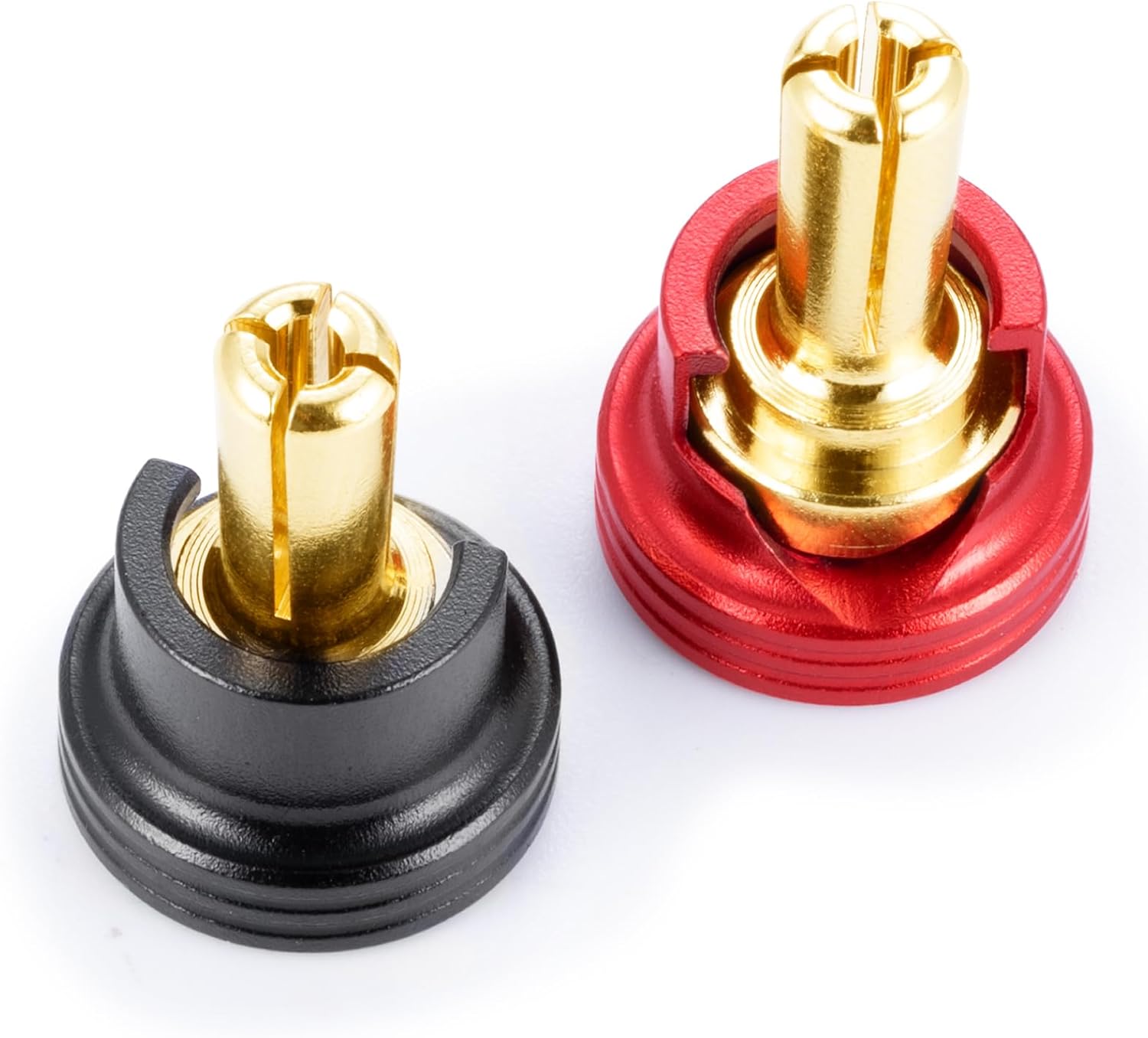 RCHUBAM Heatsink Bullet Plug Grips 2PCS Banana Plug Connectors with Brass Heatsink Grips - 4mm/5mm Aluminum RC Battery Bullet Plug for RC Model Crawler Cars Upgrade Parts (5.0mm)
