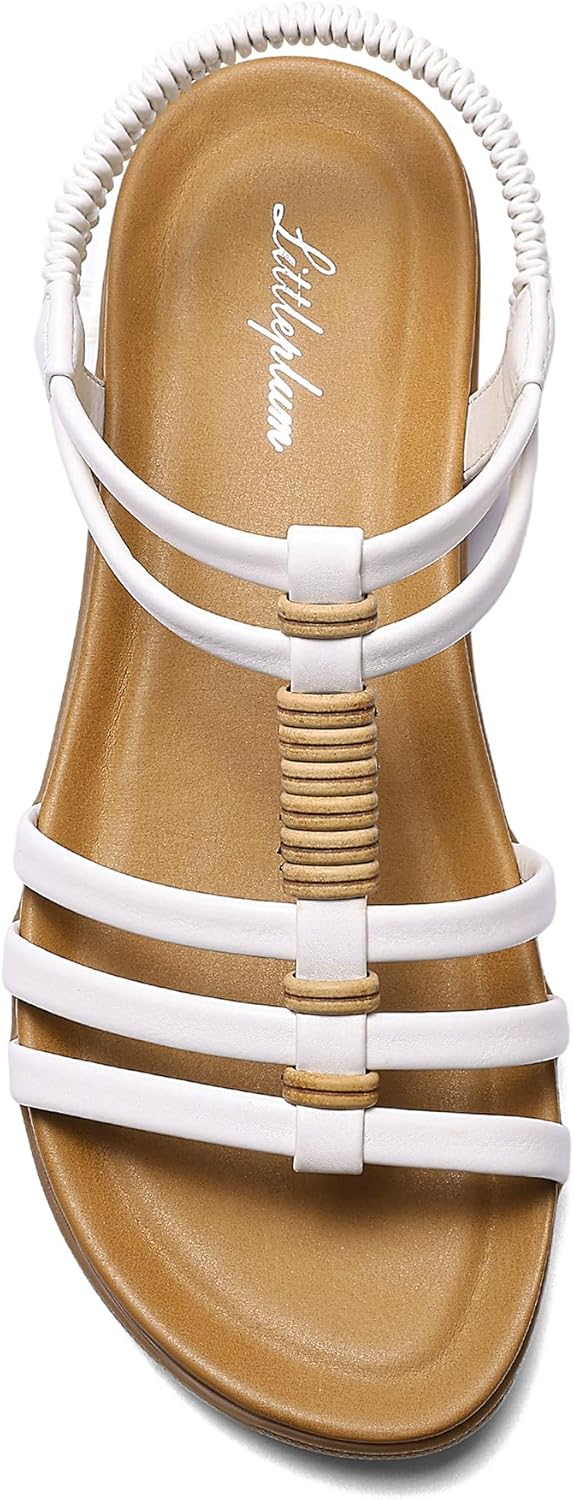 Littleplum Womens Flat Sandals Arch Support Summer Gladiator Sandals Comfortable Dressy Walking Shoes for Women