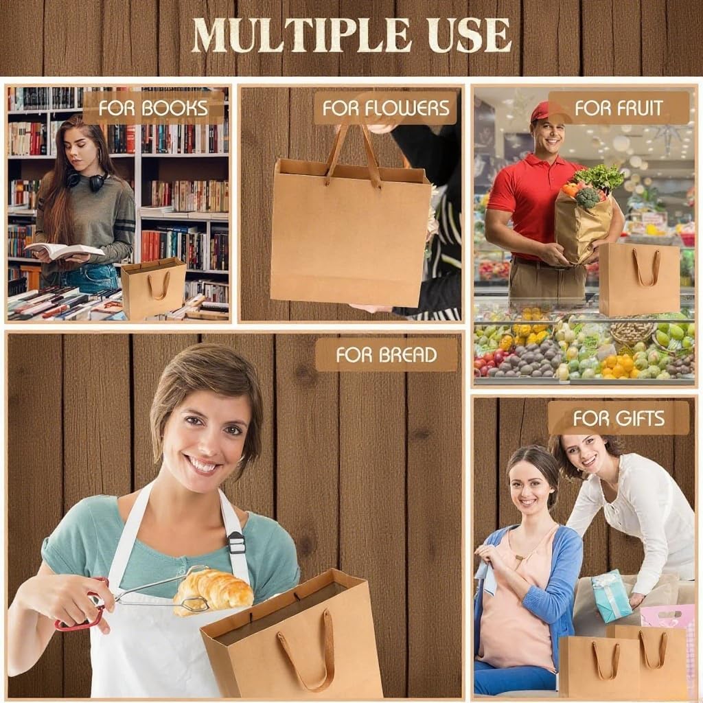 MAQMAQQ Extra Large Kraft Brown Gift Bags: 16x5x11 Inch 3pcs Black Paper Bags With Handles Bulk For Party Shopping Birthday Wedding Party Business - Image 5