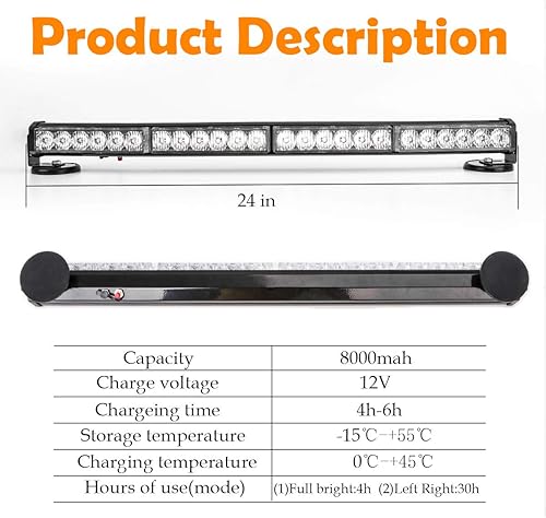 Miniatura 2 de LE-JX - Barra de luces color ámbar de emergencia con batería inalámbrica