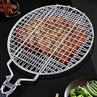 Vista 3 de Cesta portátil para barbacoa con mango extraíble con mango extraíble para parrilla al aire libre, verduras, peces (WR-58 clip redondo)