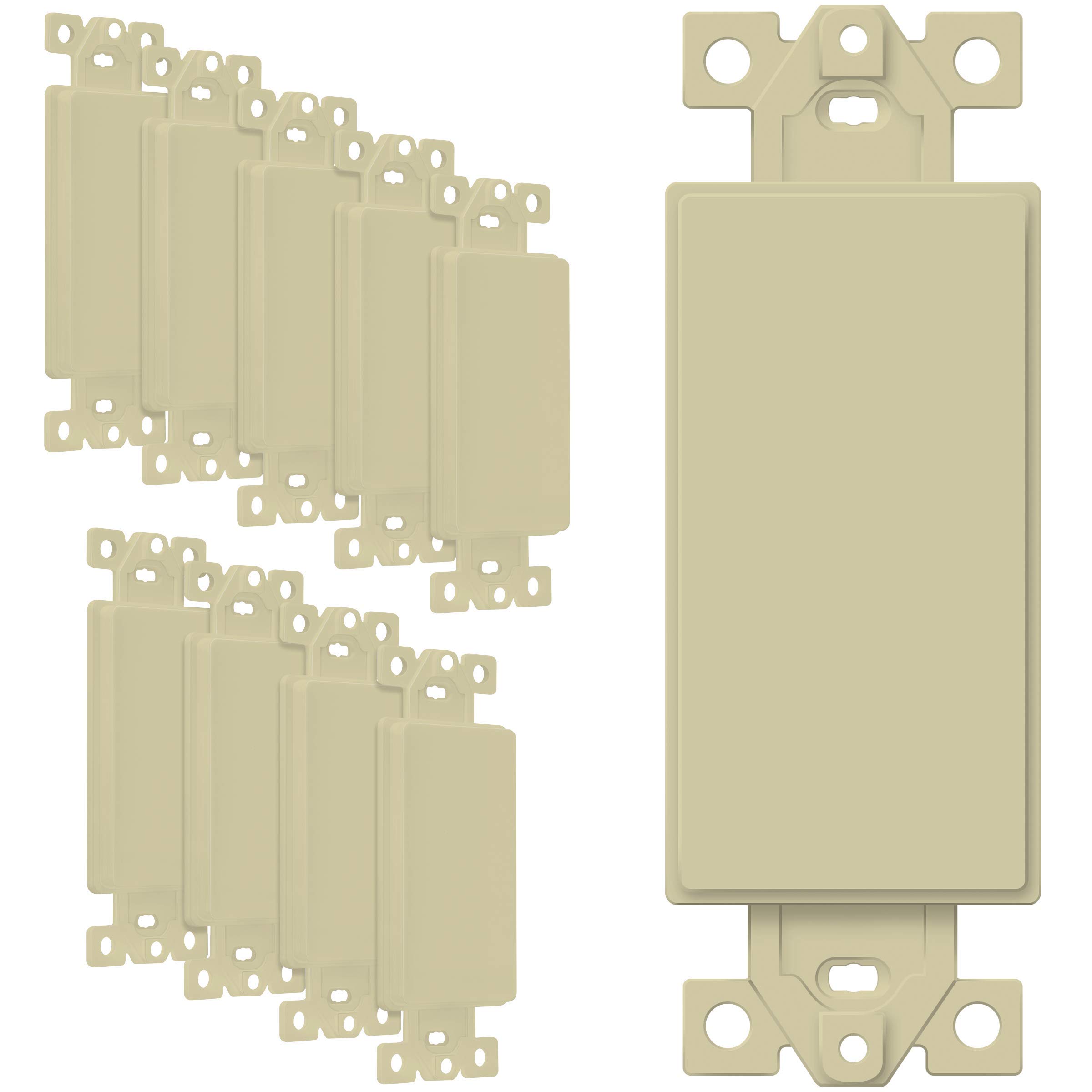 ENERLITES Blank Adapter Insert for Decorator Wall Plates, Unbreakable Polycarbonate Thermoplastic, ETL Listed, 6001-I-10PCS, Ivory, 10 Pack, 10 Count