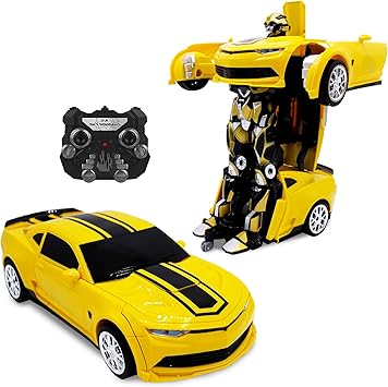 Kids Transforming Robot RC Car Toys for Boys 8-13 Remote Control Gift Yellow