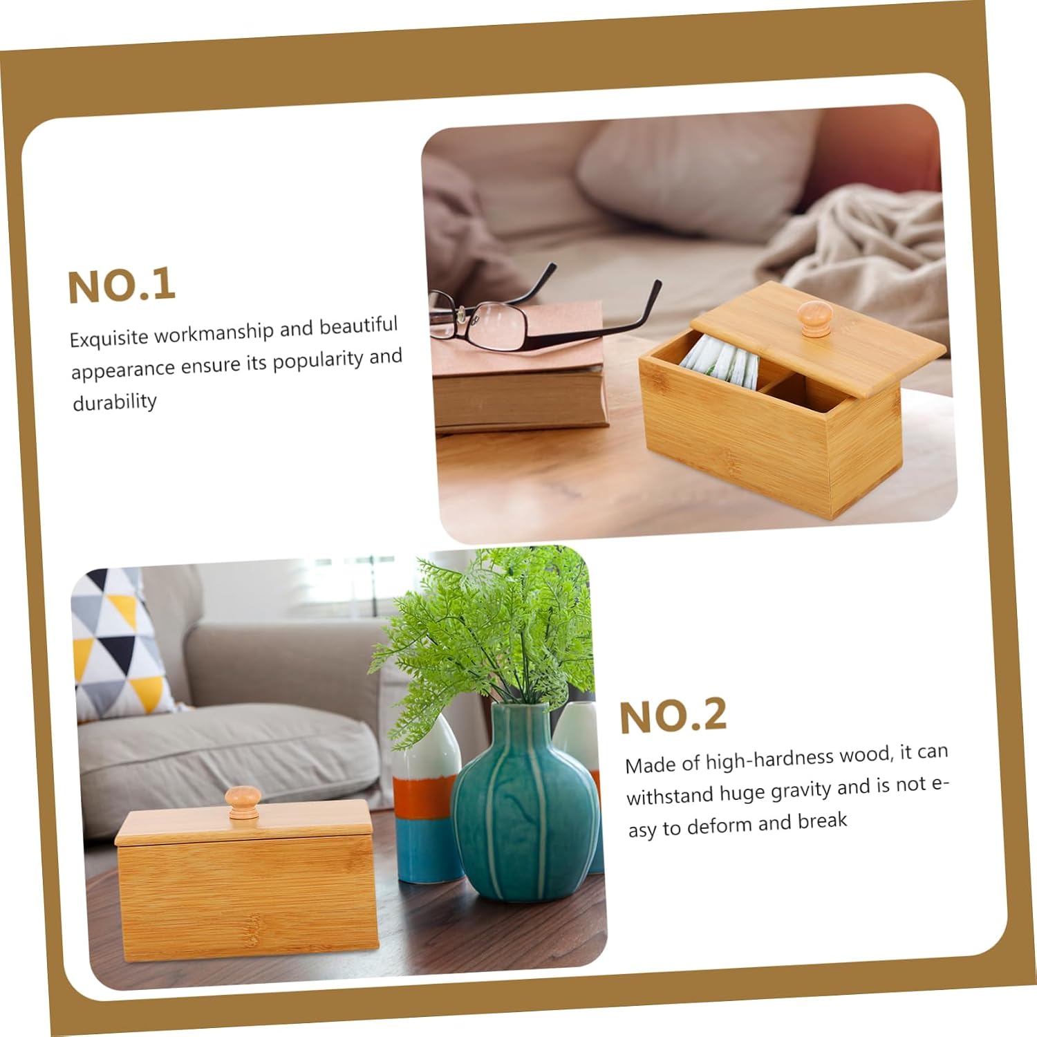 OUNONA Wooden Tea Bag Storage Box Lid Dual Compartment Sugar Packet Organizer for Office and Home Tea Storage Case and Sugar Packets
