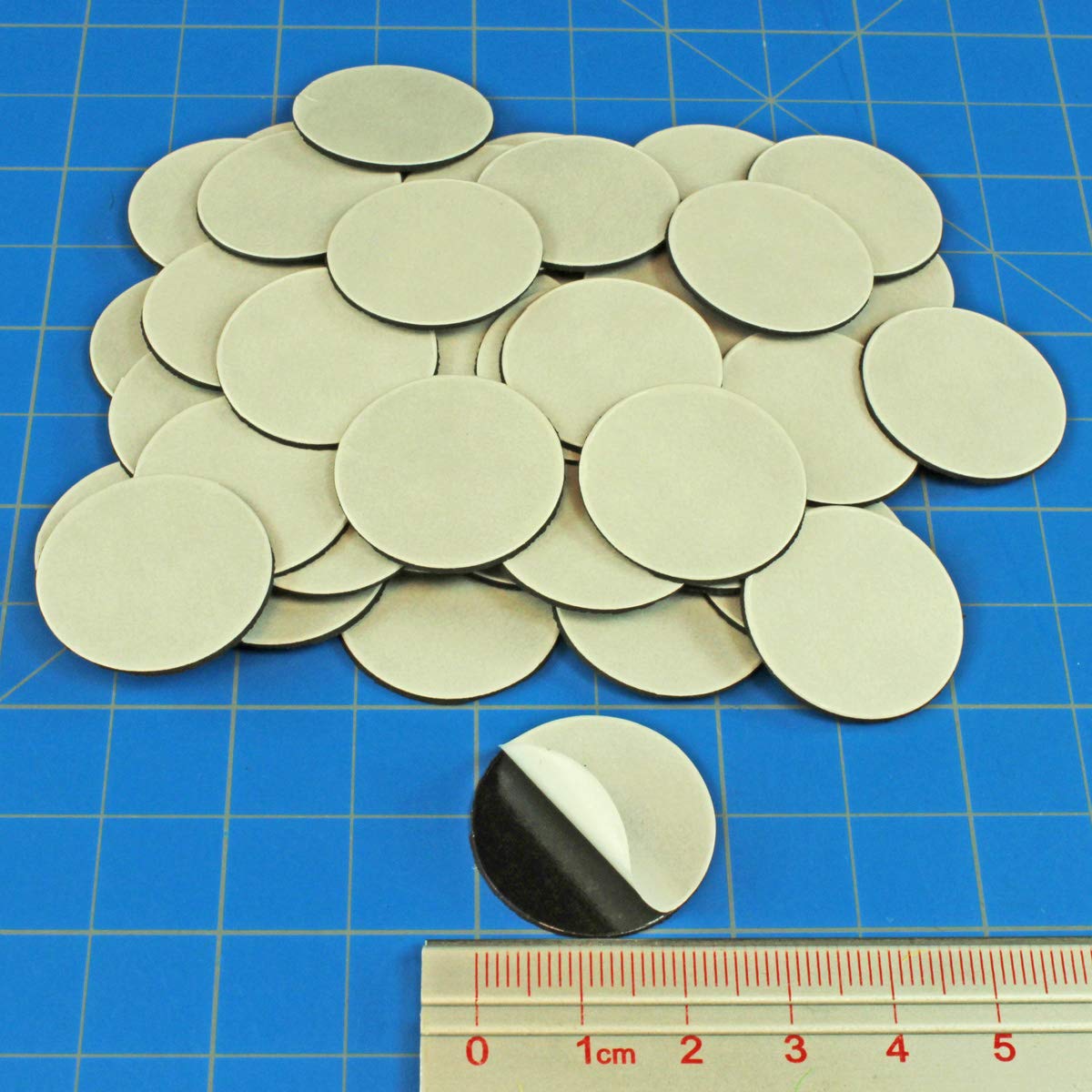 LITKO 25mm (1-inch) Circular Heavy Duty Flexible Magnets | Round Miniature Base Bottoms | Set of 50 | Compatible with Warhammer 40k, Age of Sigmar & Tabletop Wargames | Peel-and-Stick Backing