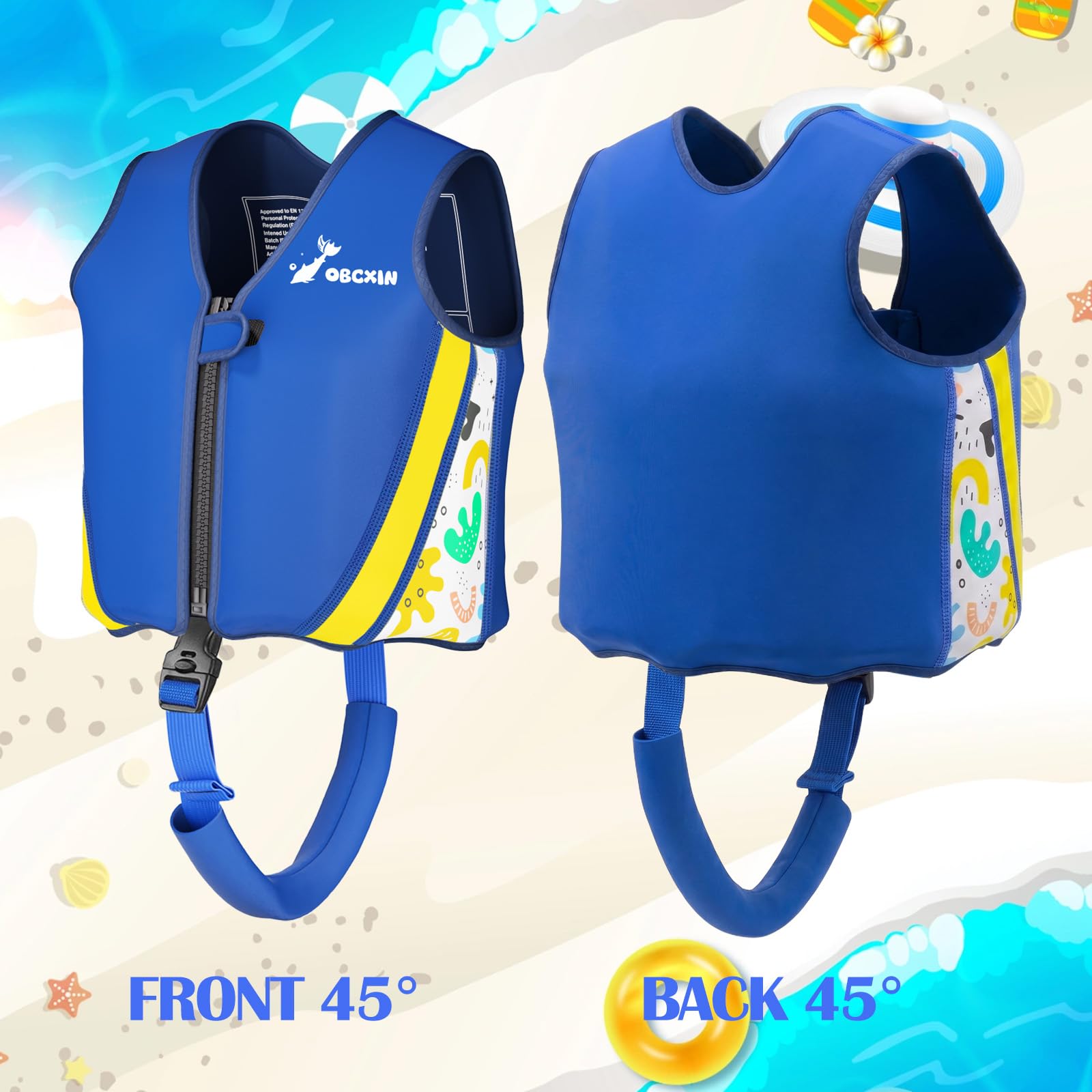 Chaleco de Natación para Niños,Chaleco Flotador de Neopreno con Correa de Seguridad Ajustable,Mejorar la Flotabilidad de Natación