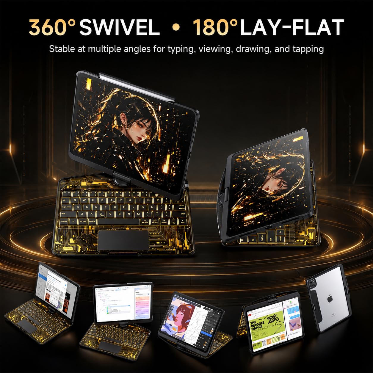 Amazon.com: SCKIQUEN Cyberpunk Clear Keyboard Case for iPad Pro 11