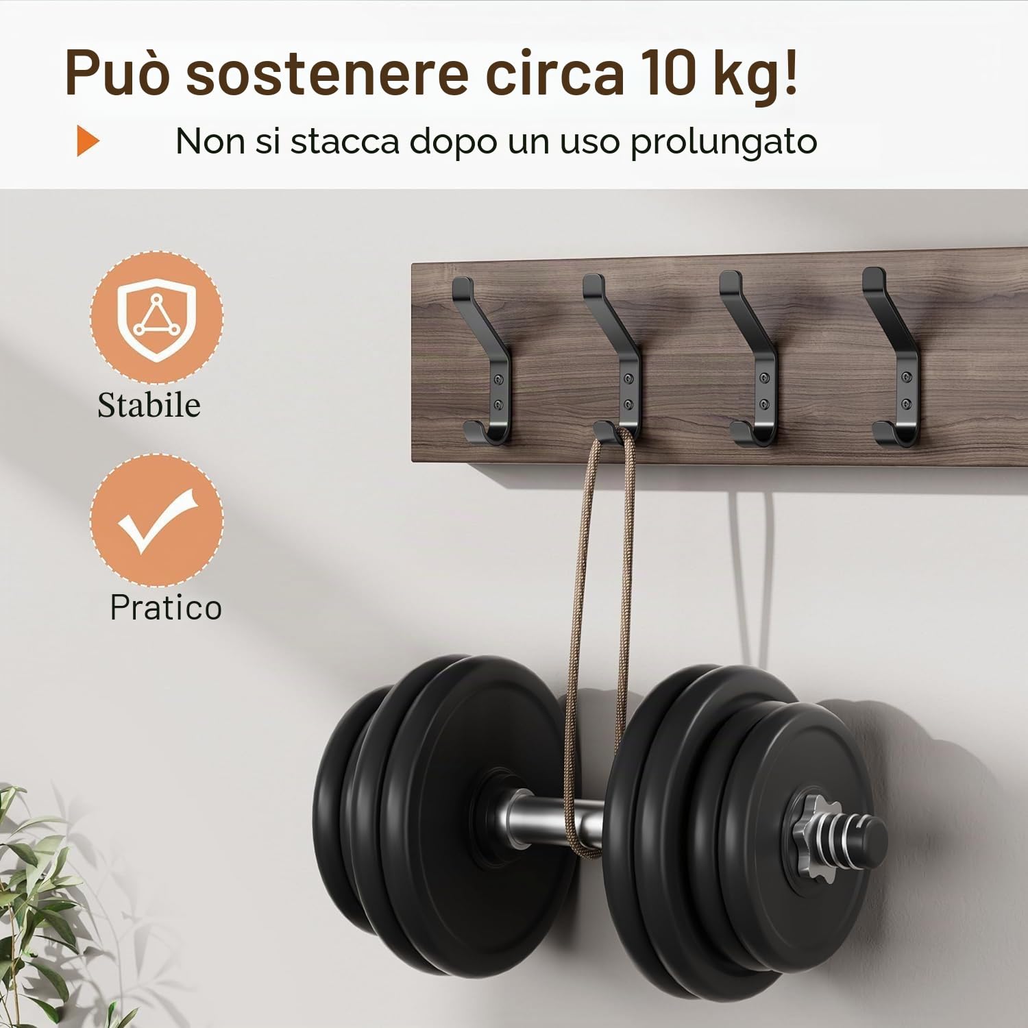 susswiff Ganci appendiabiti da 10 pezzi, appendiabiti a vite, ganci per pannelli acustici, camera da letto, soggiorno, bagno, ganci da parete per guardaroba, giacche, cappelli, metallo, nero, 10 cm