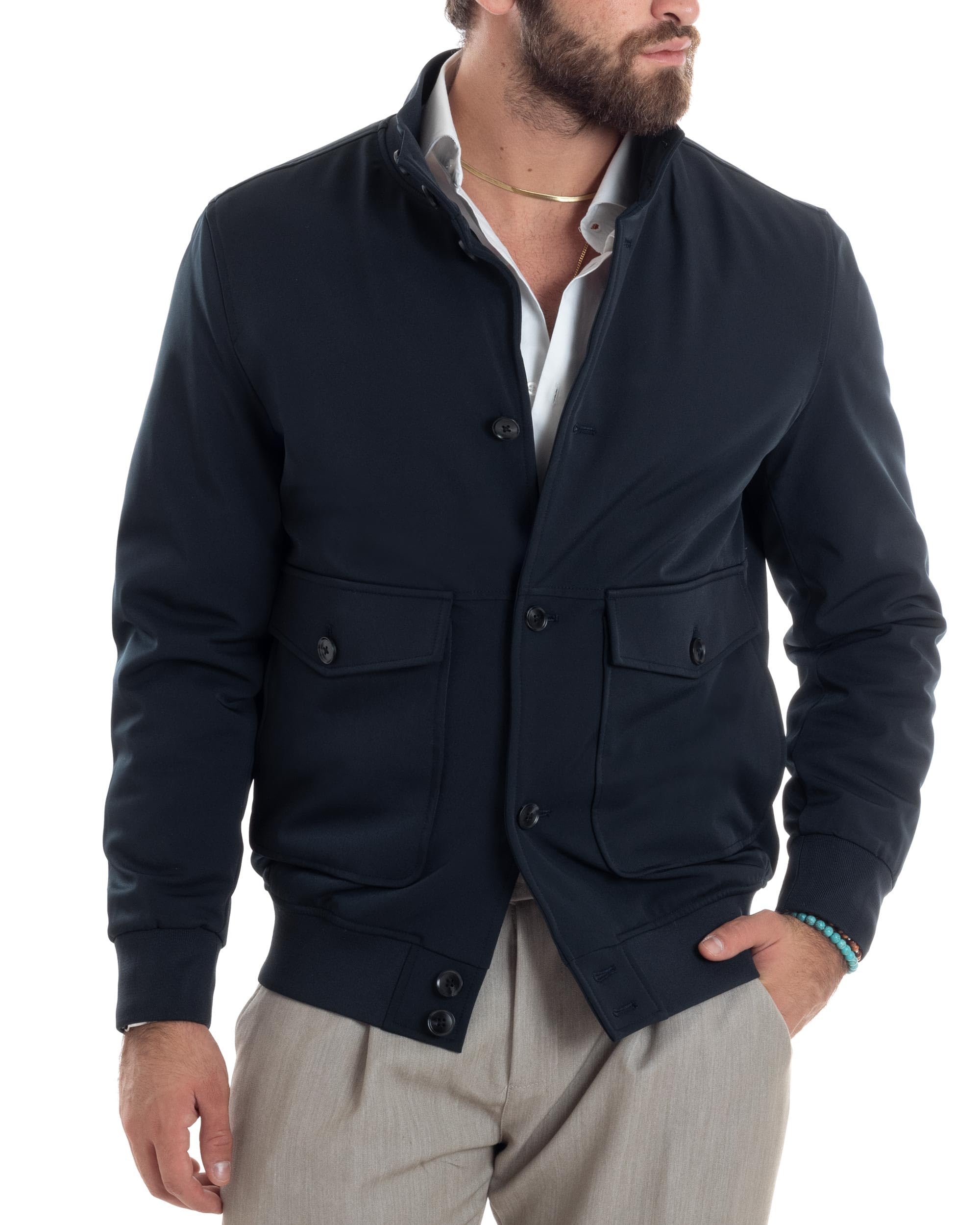 Giubbotto Uomo Trench Antivento Impermeabile Tessuto Tecnico Giaccone Lungo Imbottito Doppia Chiusura Varii Colori