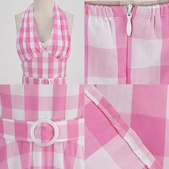 ワンピース soor ploom Gilda Dress, Vintage Plaid 4y Summer Women's Retro Plaid Print Swing Dress Short Sleeve V