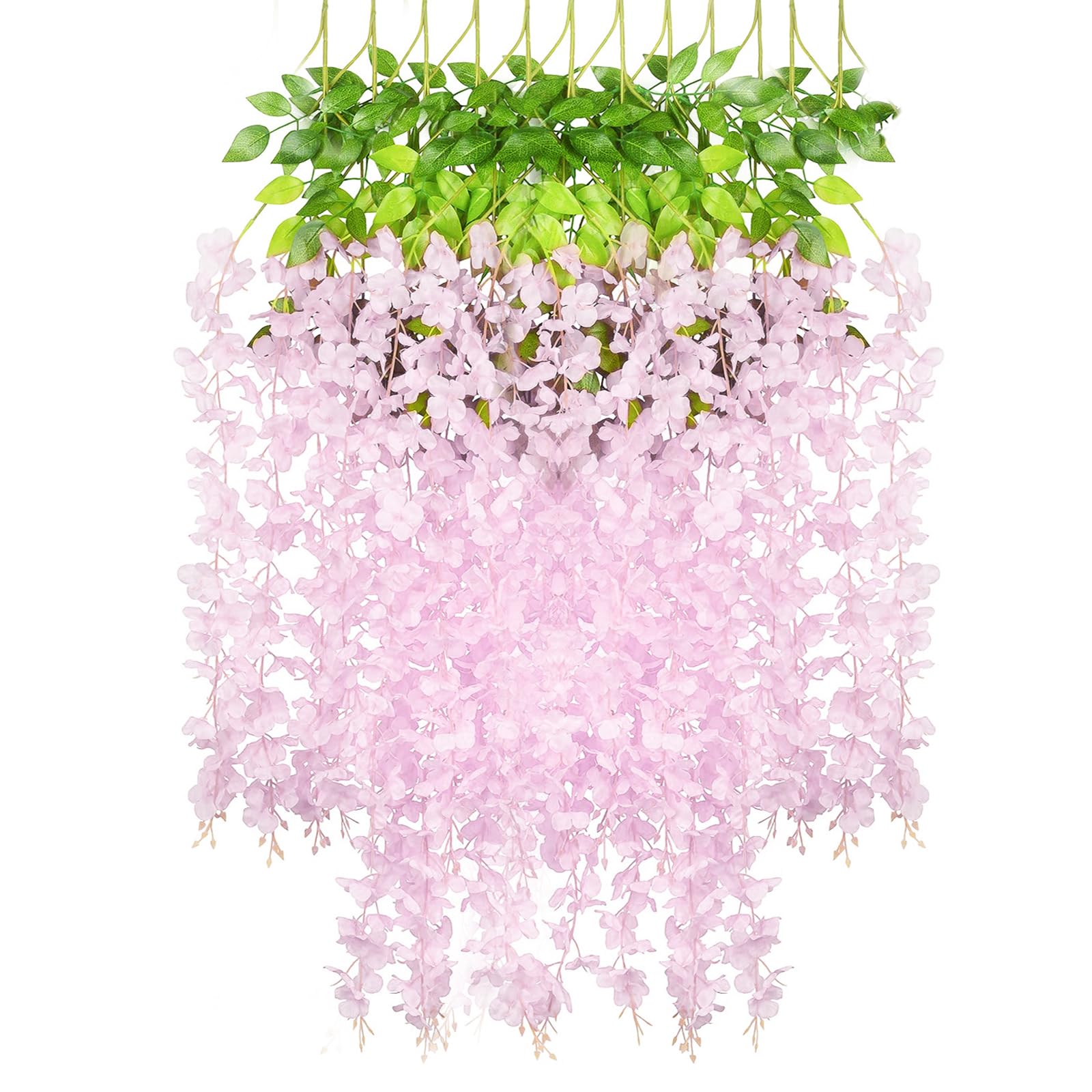 12 Pack Pink Wisteria Garland Hanging 10M Artificial Wisteria Wisteria Fake Pink Flowers for Backdrop Pink Vine Flowers Hanging Pink Flower Decoration — image 1