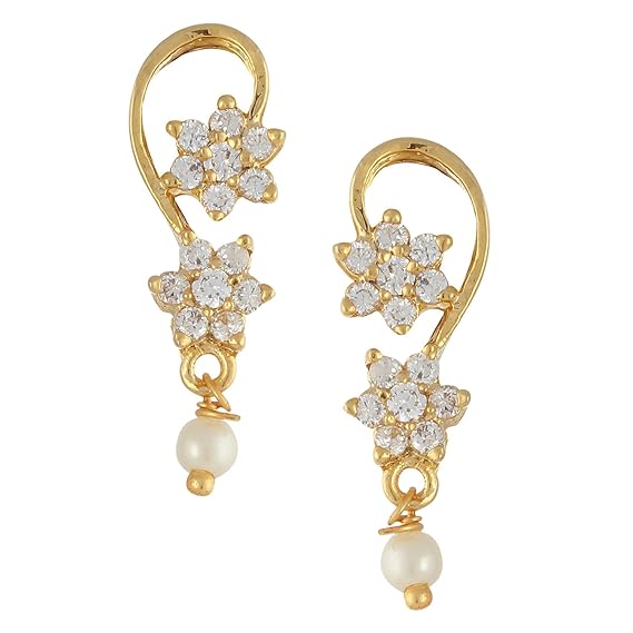 Archi Collection Ethnic Gold Plated and Stud Earrings for Women & Girls, White