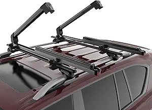 Lockable Ski & Snowboard Roof Rack, Extension with Sliding Feature, 27.5'' Fits 6 Pairs of Skis or 4 Snowboards for Reliable & Secure Transport, Fit Most Vehicles Equipped Cross Bars