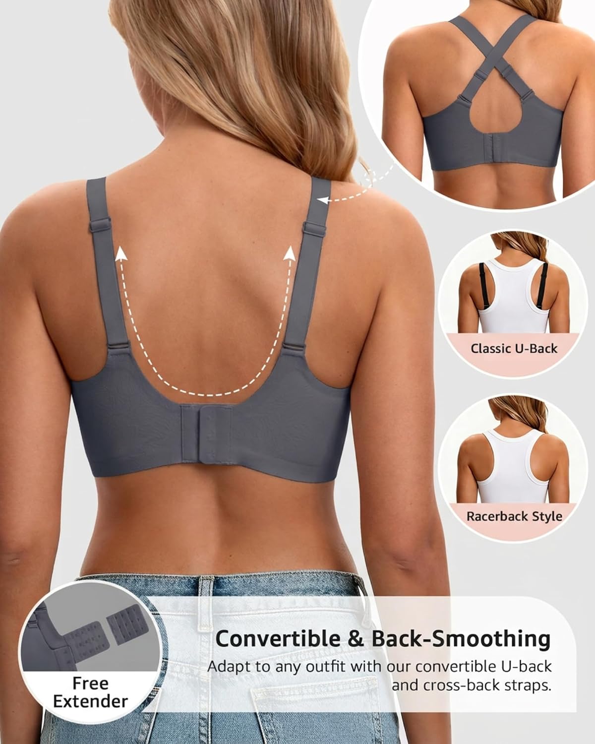 Zolaia Wireless Seamless Bra for Women Full Coverage Scalloped Bralette No Underwire Push Up Bra Everyday Comfort Tshirt Bras