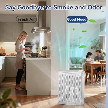 YARIKI Air Purifier for Home bedroom,HEPA Air Purifiers for Smoke Pet Dander Pollen Odor,24dB Ultra-Quiet Better Sleep,Suitable for Kitchen, Office, Pet House