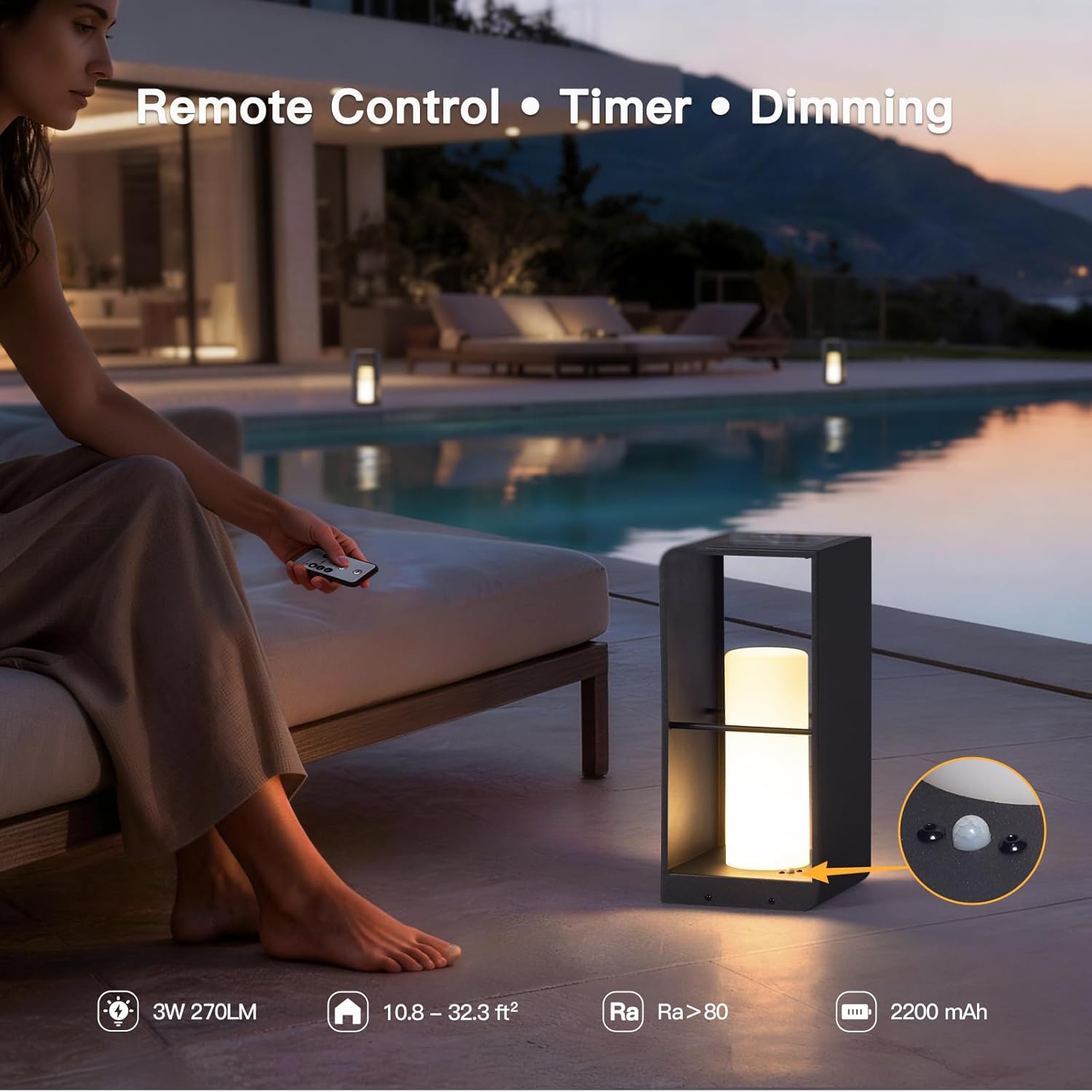 MVBT 17" Tall Solar Floor Lamp, 3000K LED Solar Lanterns Outdoor Waterproof, Modern Outdoor Lights for Patio, Large Pathway Lights Solar Powered, Dusk to Dawn Floor Lamps for Yard Pathway Garden Porch