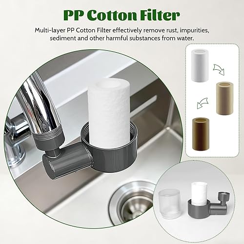 Miniatura 6 de Filtro de agua para grifo de fregadero, filtro de grifo de 2 modos de pulverización, filtro de agua del grifo para cocina y baño, 3 filtros de