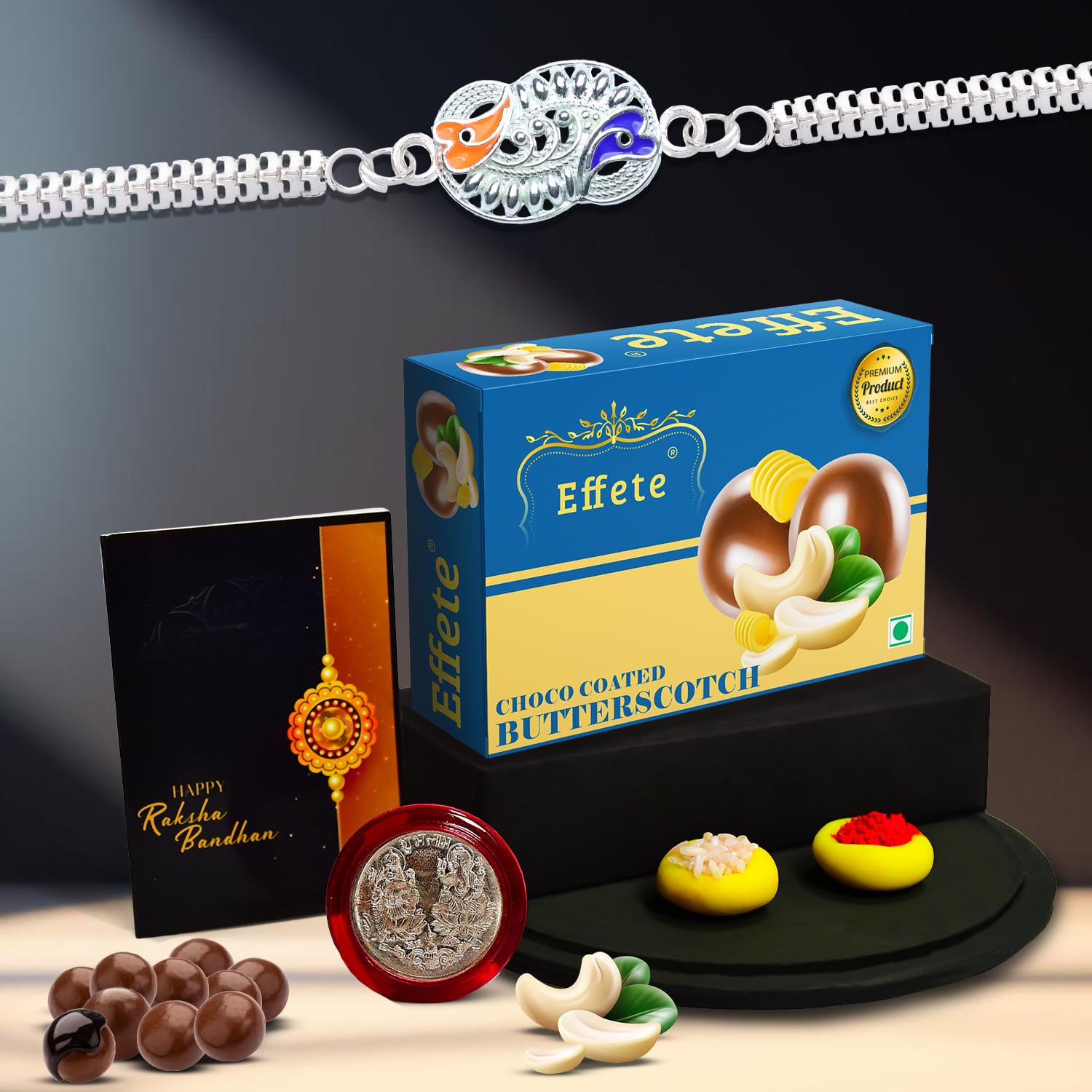Garth Stylish Silver Chain Rakhi (K1_C74_BS32) & Chocolate Butter Scotch 32gm| Rakhi for brother with gift | Rakhi with chocolate |rakhi combo for brother | Set of 1 Rakhi |-image-25