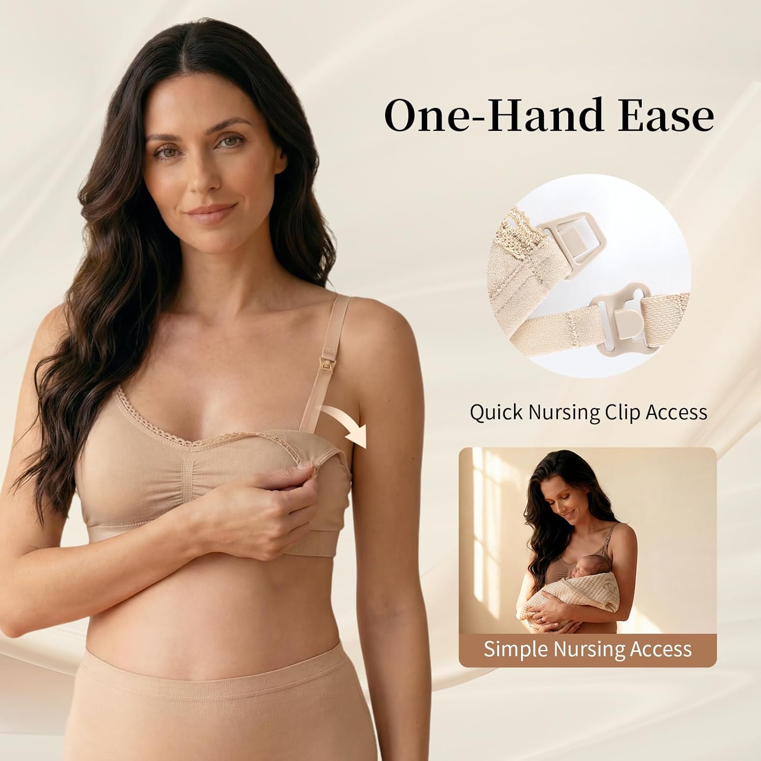 Under Control Nursing Bras for Breastfeeding 4 Packs (US, Alpha, X-Large, Regular, Regular, Black/Light Brown/Black/Nude)