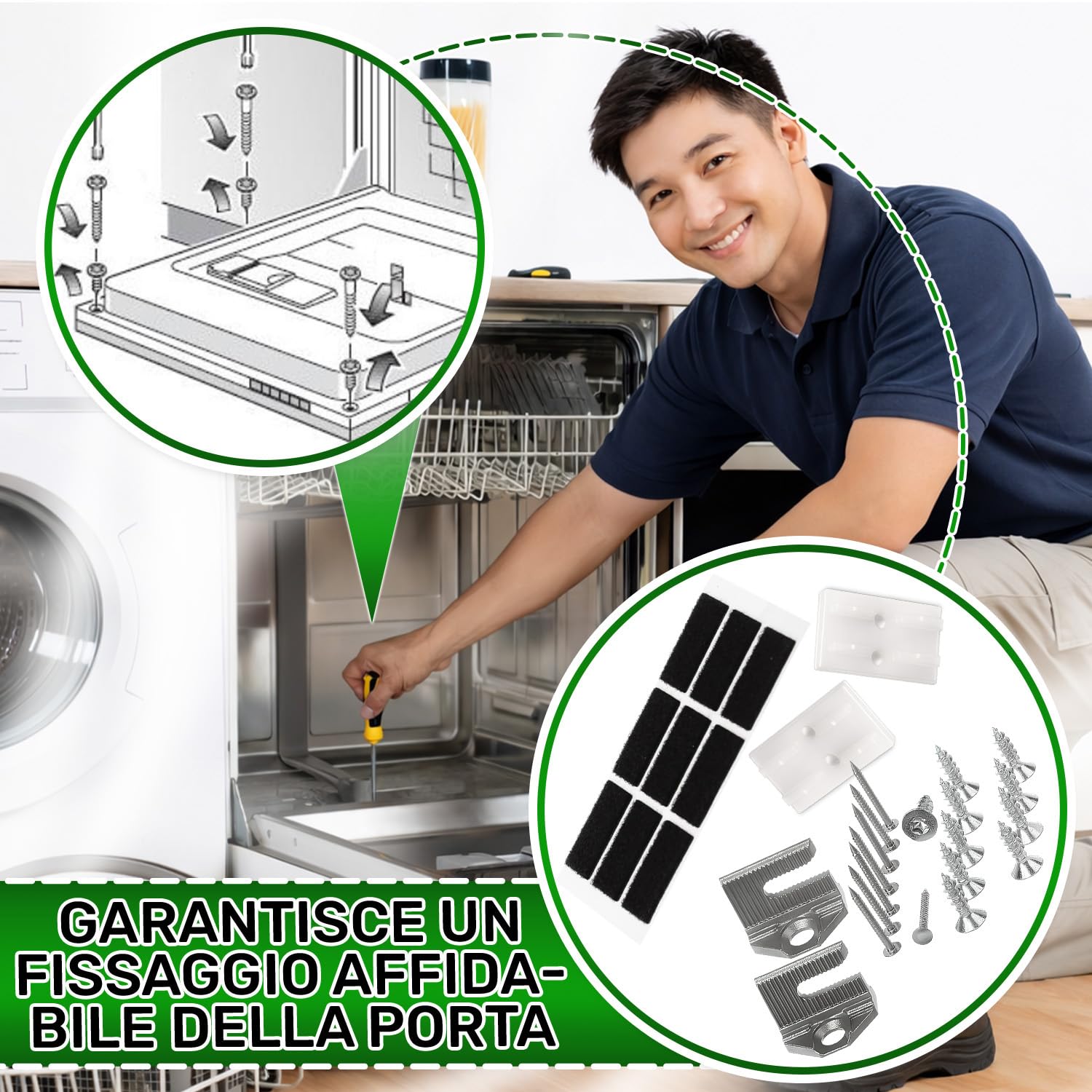 Kit Montaggio Fissaggio Porta Lavastoviglie da Incasso 00620867 per Bosch