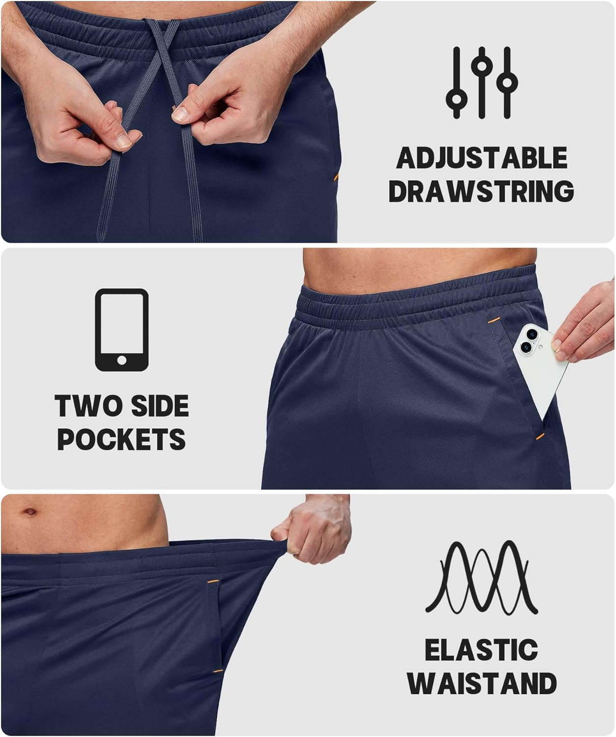 Little Beauty 5 Pack Men's Athletic Gym Shorts with Pockets Fast Dry Basketball Running Workout Shorts