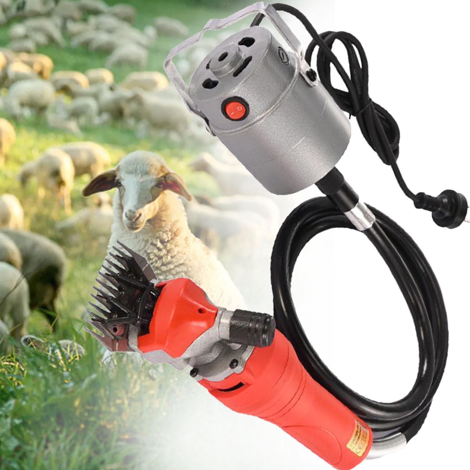 Shears di Pecore,taglialette elettriche a 1200W con 6 velocità,per radere Lana di Pelliccia a Pecore,capre,Altri Animali Domestici,110V-Red