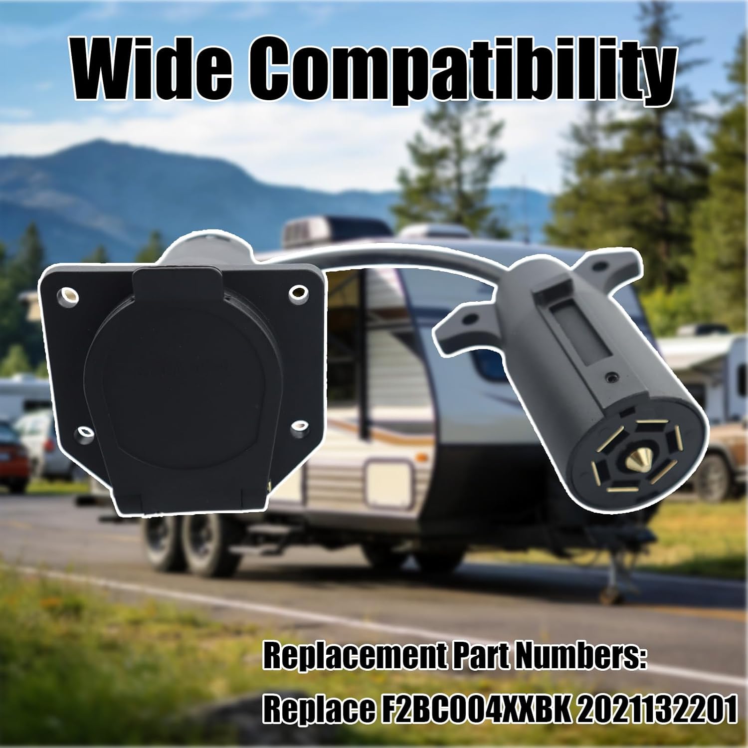 7-Way Vehicle Power Supply Adapter Fit for Furrion RV Observation Camera 12V RV Trailer Camera System, Replaces F2BC004XXBK 2021132201 FR87PR, 7 Blade Connector with Switch