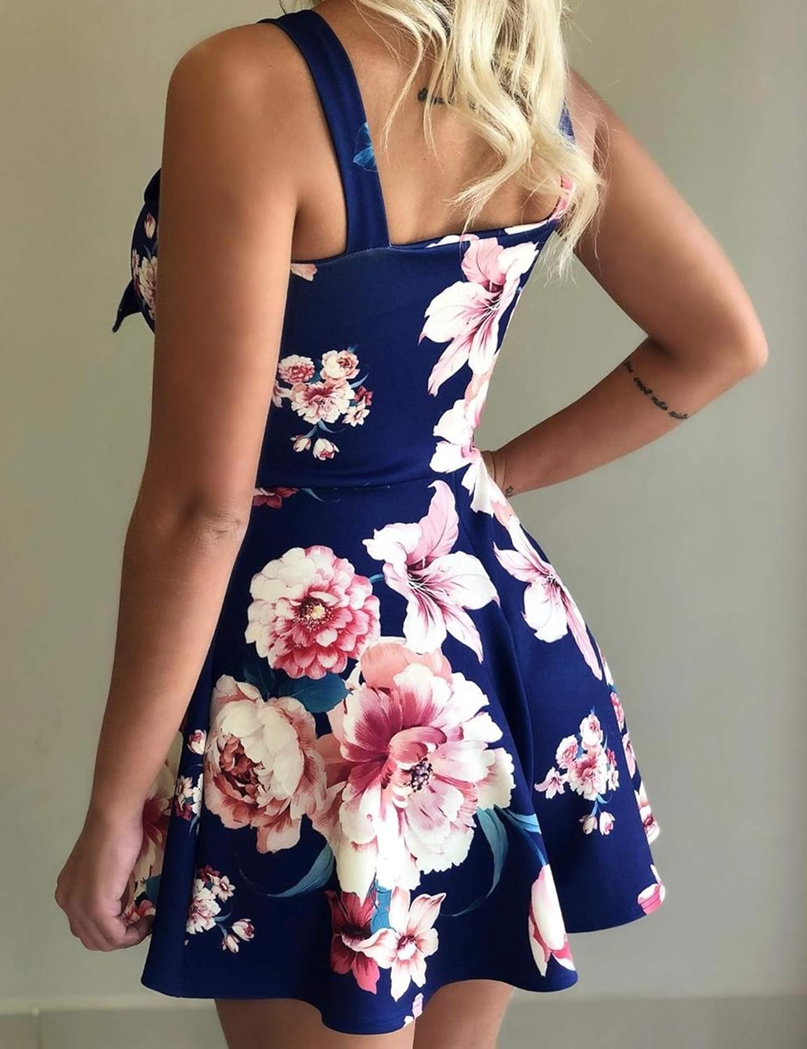 Relipop Women's Jumpsuits Floral Print Spaghetti Straps Sleeveless V Neck Front Tie Knot Rompers 2026 Beach Vacation Outfits - Image 2