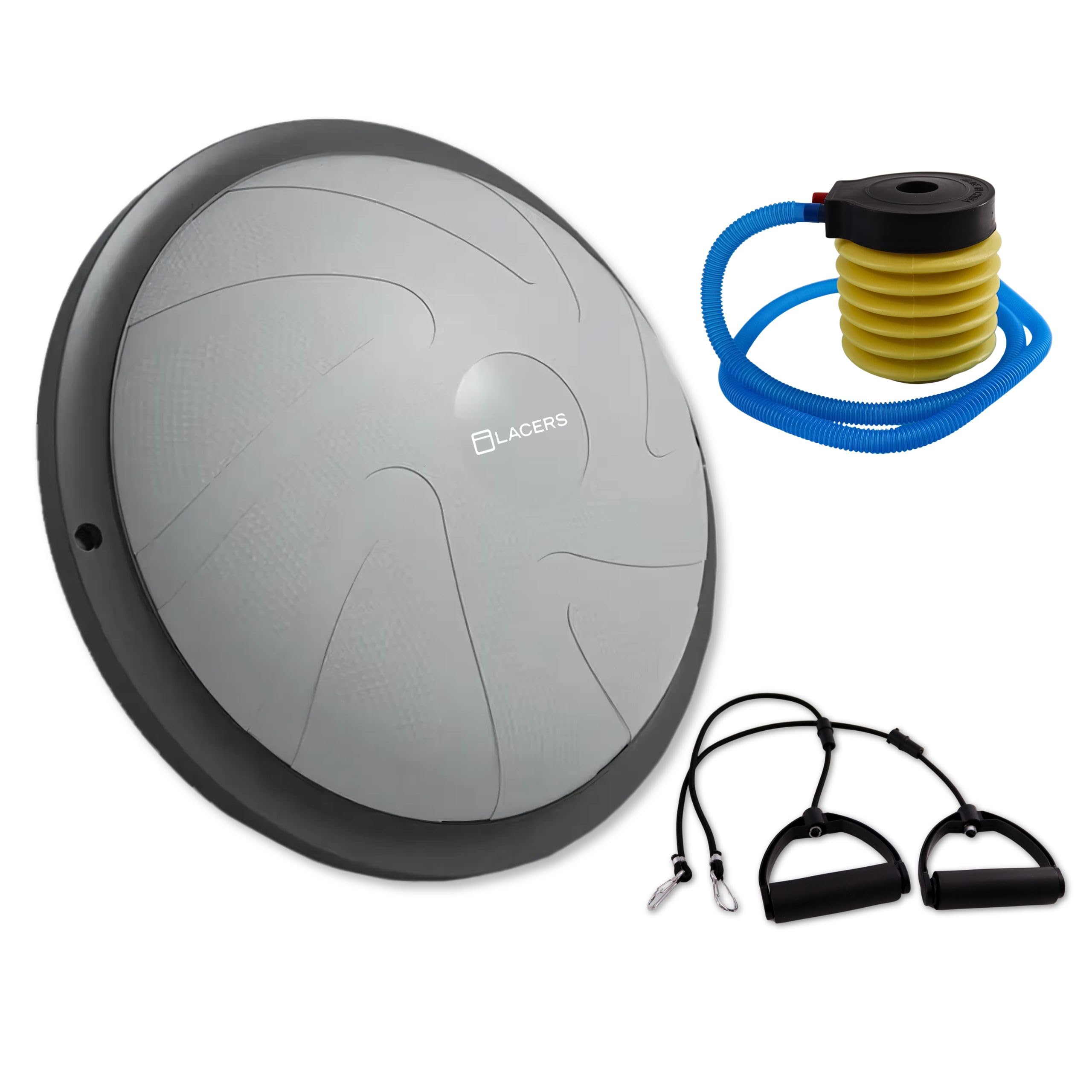 Lacers Petrolline Balance Halbkugel mit Widerstandsbändern und Pumpe - Balanceboard/rutschfester Balloberfläche/Gymnastikball für Yoga, Fitness, Krafttraining & Gleichgewichtstraining