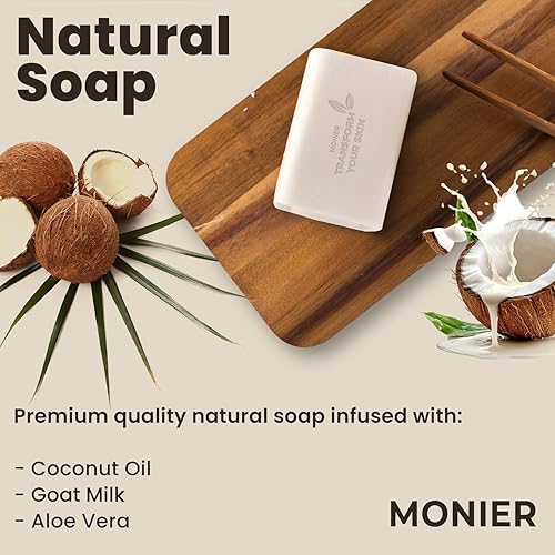 Miniatura 2 de Barra de jabón de leche de cabra para piel seca y sensible, cuidado de la piel 100% natural y orgánico, enriquecido con manteca de karité, uso en